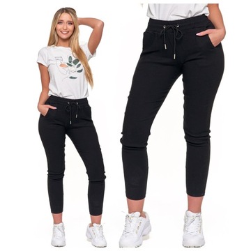 JOGGERY SPODNIE DAMSKIE ELEGANCKIE NA GUMCE ELASTYCZNE DLA NIEJ MORAJ XXL