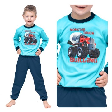 PIŻAMA HAPPY CHŁOPIĘCA DLA CHŁOPCA CIEPŁA BAWEŁNIANA Z MONSTER TRUCK 122
