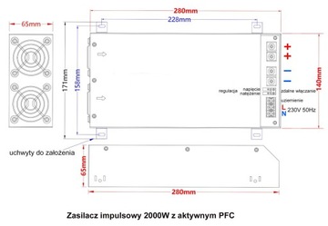 Zasilacz impulsowy 24V 0-83A 2000W z aktywnym PFC