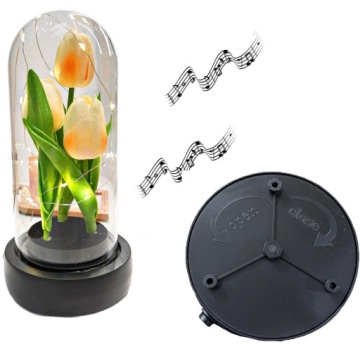 Силиконовые тюльпаны в подарочной коробке из светодиодного стекла на ЖЕНСКИЙ ДЕНЬ TK 05