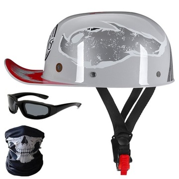 Nowa czapka z daszkiem w stylu retro Kask Harley okulary maska na twarz