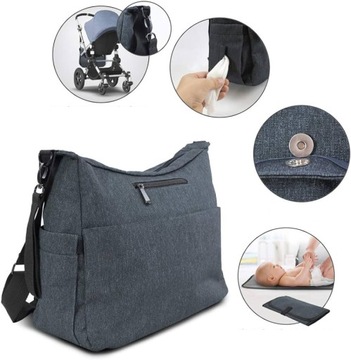 СУМКА-ОРГАНИЗАТОР ДЛЯ КОЛЯСКИ ДЛЯ МАМЫ, ПАПА, ТЕМНО-СИНЯЯ + ПЕРЕМЕННИК