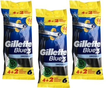 Gillette Blue3 Smooth Maszynki do Golenia ZESTAW 3x6szt. NEW 180 SHAVES