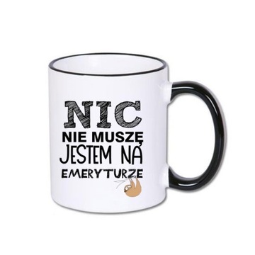 Kubek z czarnym rantem emeryt emerytura zus