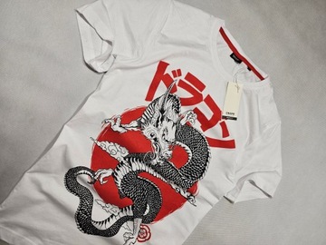 CROPP biały t-shirt dragon L
