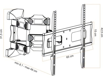 РЕГУЛИРУЕМОЕ ПОВОРОТНОЕ КРЕПЛЕНИЕ ДЛЯ ТЕЛЕВИЗОРА 32–85 ДЮЙМОВ