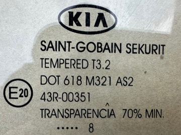 KIA VENGA SKLO (OKNO) DVEŘE PRAVÝ PRAVÁ PŘEDNÍ 43R-00351