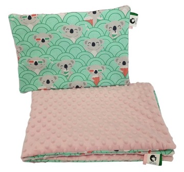 LiLo KOMPLET POŚCIELI MINKY do wózka kocyk 50x75 poduszka 25x35 bawełna 2el