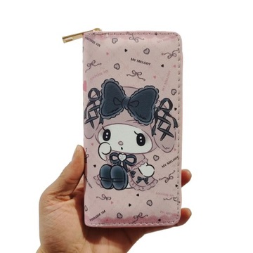 Sanrio Cartoon Kuromi Long Women's Wallet Fashion Zipper Pu Leather Purses