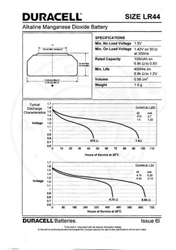 2 x DURACELL LR44 AG13 ЩЕЛОЧНАЯ БАТАРЕЯ