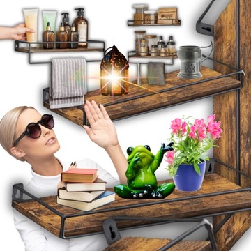 ZESTAW 2X PÓŁKA ŚCIENNA REGAŁ ORGANIZER WISZĄCY DRĄŻEK VASAGLE LOFT!