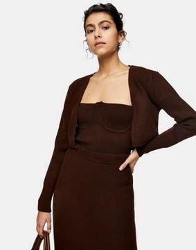 TOPSHOP SWETER NARZUTKA DAMSKI BRĄZOWY 32/34 1VAK