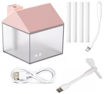 NAWILŻACZ POWIETRZA DOMEK+LAMPKA LED+WIATRACZEK