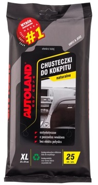 Autoland chusteczki do kokpitu naturalne biodegradowalne XL 25 szt.