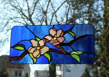Витраж Тиффани Цветы, Цветы яблони, Витражи Цветы Темные