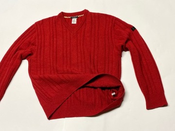 Sweter Burberry 100% Lambswool red vintage r. L