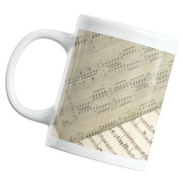 Kubek muzyczny vintage muzyka nuty rękopis prezent