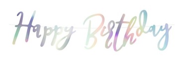 Baner opalizujący Happy Birthday - Iridescent