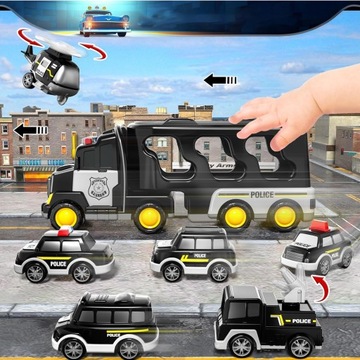 Полицейская игрушечная машинка 7 в 1, звуковая, световая, устойчивая к падению
