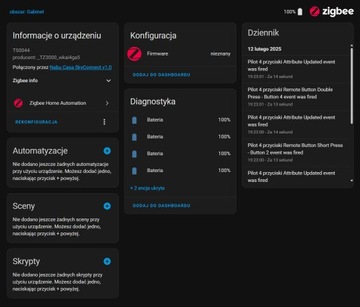 Pilot Przycisk ZigBee TUYA 4 kanały 12 scen Home Assistant ZigBee2MQTT ZHA