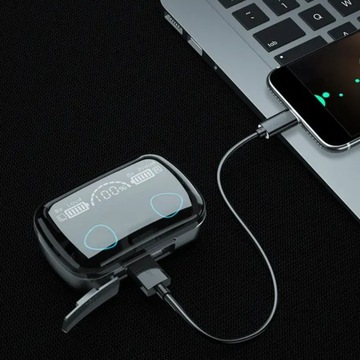SŁUCHAWKI BEZPRZEWODOWE BLUETOOTH 5.1 DOUSZNE BT + WBUDOWANY POWERBANK