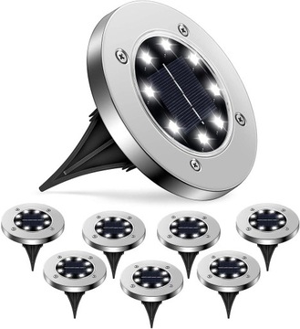 LAMPKI SOLARNE Led OGRODOWE GRUNTOWE Wbijane 8 LED