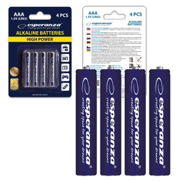 ESPERANZA ЩЕЛОЧНЫЕ БАТАРЕИ AAA 4 ШТ.