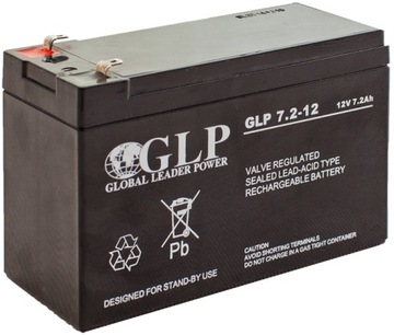 AKUMULATOR BATERIA BEZOBSŁUGOWY GLP 7,2AH 12V GLP7.2-12 GLP7,2-12 7,2 UPS