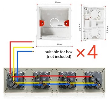 СТЕКЛЯННАЯ РОЗЕТКА ЧЕТЫРЕХРОЗЕТКА +4X USB-ЗАРЯДНОЕ УСТРОЙСТВО