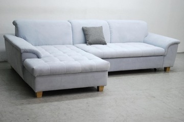 RŁD NOWY NOWOCZESNY NAROŻNIK funkcja spania, kanapa sofa tkanina błękitna