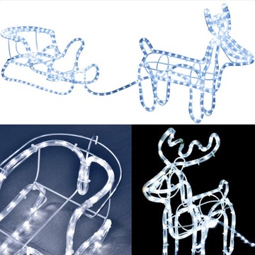 RENIFER Z SANIAMI LED LAMPKI ŚWIĄTECZNA OZDOBA DO DOMU OGRODU