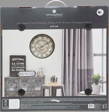 Zegar ścienny DUŻY w stylu LOFT czarny szary cichy mechanizm DO SALONU 51cm