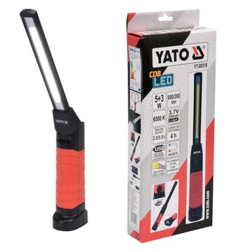 YATO LAMPA WARSZTATOWA AKUMULATOROWA LATARKA LED COB 5W +3W YT-08518 6500K