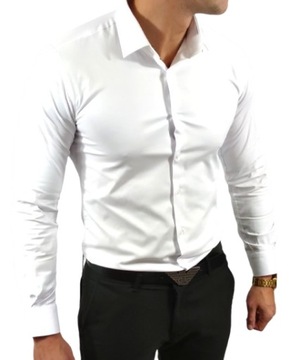 Koszula męska biznesowa slim biała długi rękaw bawełna roz 2XL 45-46