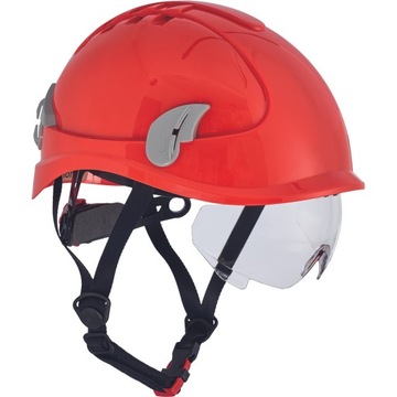 KASK HEŁM OCHRONNY 6PKT. ALPINWORKER OKULARY CZERW