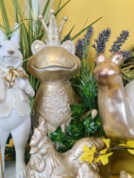 ФИГУРКА КРОЛИКА БЕЛЫЙ И БЕЖЕВЫЙ ЗАЯЦ С ПАЛКОЙ 27,5 СМ