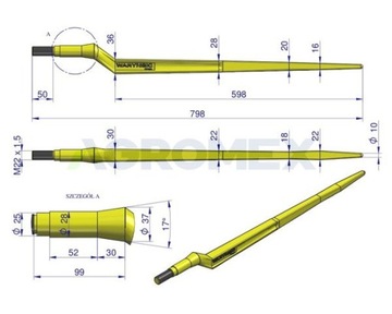 Ząb ładowacza uniwersalny Z L- 800 mm Tur WARYŃSKI