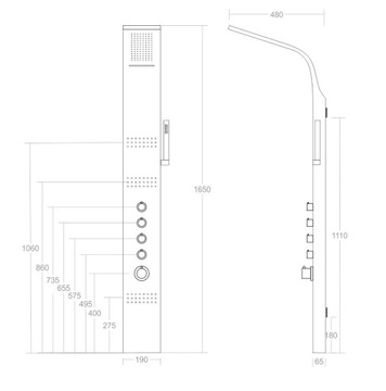 Panel prysznicowy Corsan KASKADA Termostat Czarny