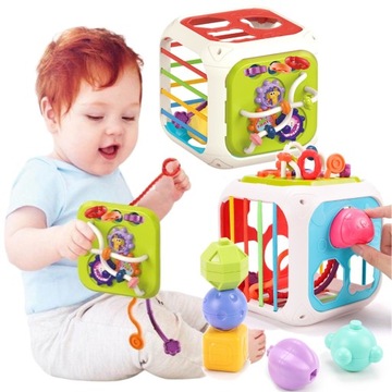 KOSTKA EDUKACYJNA 7w1 elastyczny sorter + klocki