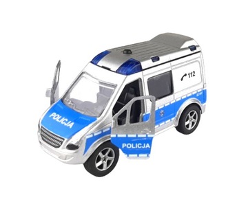 POLICJA RADIOWÓZ VAN METAL 11 CM Z POLSKIM GŁOSEM LED