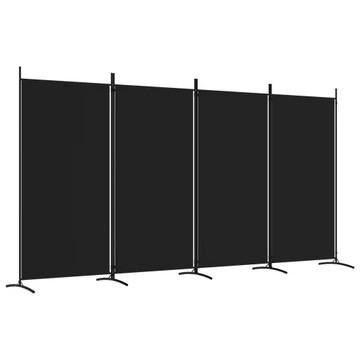 PARAWAN POKOJOWY DEKORACYJNY ŚCIANKA KOTARA 4-PANELOWY 346x180 cm CZARNY