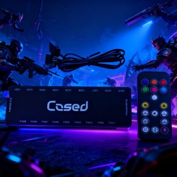 KONTROLER ARGB+PWM AŻ 9 PORTÓW! PILOT W ZESTAWIE Z BATERIĄ! WIELE TRYBÓW!