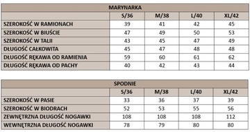 Nowoczesny GARNITUR DAMSKI Czarny, Krótka Marynarka i Szerokie Spodnie, r.M