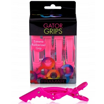FRAMAR KLIPSY DO WŁOSÓW FRYZJERSKIE KROKODYLKI SPINKI GRIPS PINK PRO 4 SZT.