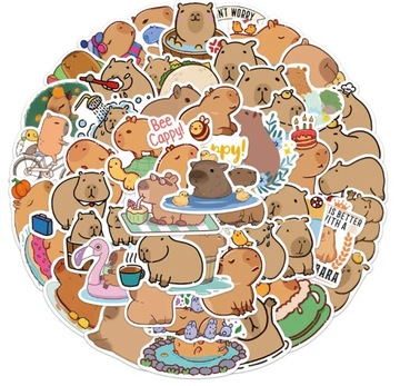 Wlepki Naklejki Motywacyjne Kapibara Capybara Zestaw 50 szt