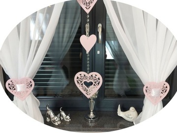 АЖУРНАЯ СТЕКЛЯННАЯ ГИРЛЯНД-КУЛОН 4 X СЕРДЦЕ ДОПОЛНИТЕЛЬНОЕ УКРАШЕНИЕ 23