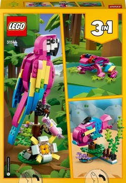 LEGO CREATOR ЭКЗОТИЧЕСКИЙ РОЗОВЫЙ ТРОПИЧЕСКИЙ ПОПУГАЙ 3в1 РЫБА ЛЯГУШКА ЦВЕТ ЦВЕТЫ