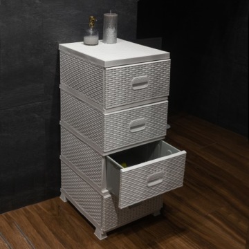ПЛАСТИКОВЫЙ КОМОД С 4 ЯЩИКАМИ, БЕЛЫЙ 38x45x90 см ПОЛКА ИЗ РОТАНГА