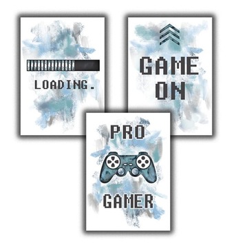 Zestaw plakatów game on loading pro gracz a4