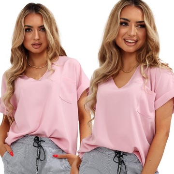 BLUZKA DAMSKA T-SHIRT KOSZULKA 46/48 3XL/4XL P RÓŻ